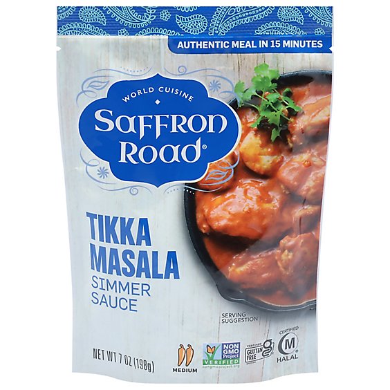 Saffron Road Simmer Sauce Halal Tikka Masala Medium Heat - 7 Oz