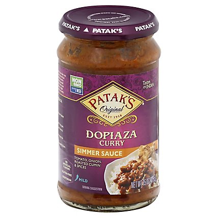 Pataks Sauce Simmer Curry Dopiaza Mild Jar - 15 Oz - Image 1