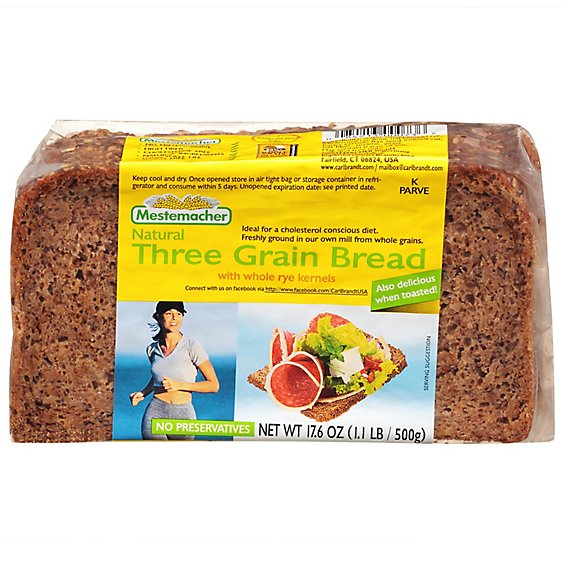 Mestemacher Natural Three Grain Bread - 17.6 Oz