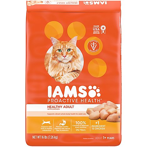 Iams Proactive Health Adult Healthy Dry Cat Food With Chicken Cat Kibble - 16 Lb