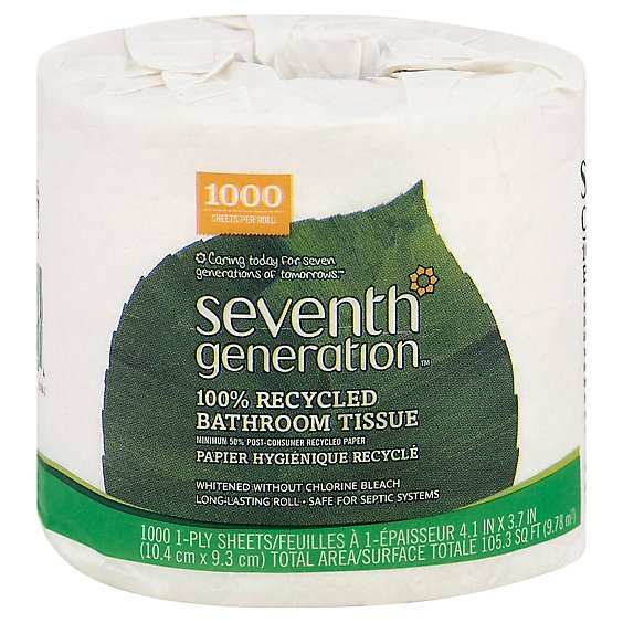 Seventh Generation Bathroom Tissue 1-Ply White Wrapper - 1 Roll