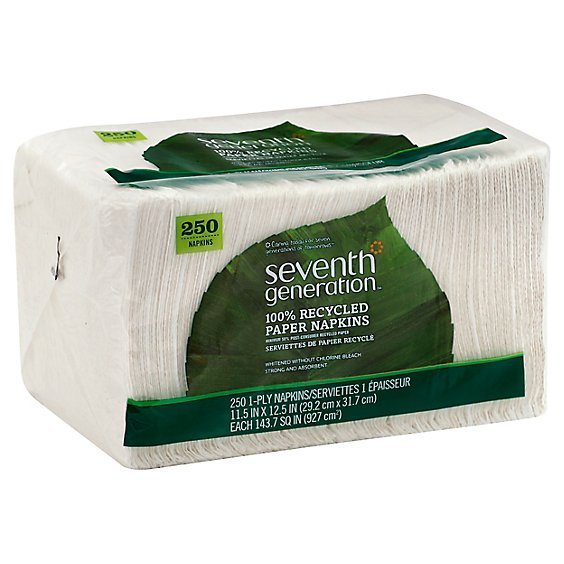 Seventh Generation Paper Napkins 1-Ply 100% Recycled Paper White - 250 Count