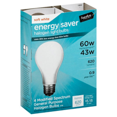 Signature SELECT Light Bulb Halogen Soft White 43W 620 Lumens - 4 Count