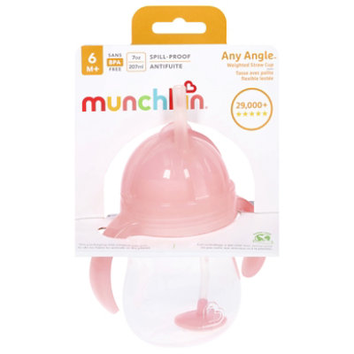 Munchkin Any Angle Click Lock Weighted Flexi Straw Trainer Cup, 7 Ounce,  Orange 