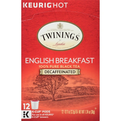 Twinings of London Black Tea K-Cup Pods English Breakfast Tea Decaffeinated - 12-0.11 Oz - Image 1