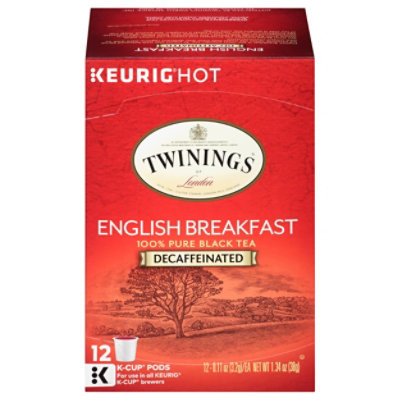 Twinings of London Black Tea K-Cup Pods English Breakfast Tea Decaffeinated - 12-0.11 Oz