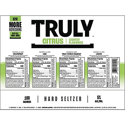 Truly Hard Seltzer Spiked & Sparkling Water Citrus Variety 5% ABV Slim Cans - 12-12 Fl. Oz. - Image 5