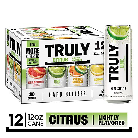 Truly Hard Seltzer Spiked & Sparkling Water Citrus Variety 5% ABV Slim Cans - 12-12 Fl. Oz.