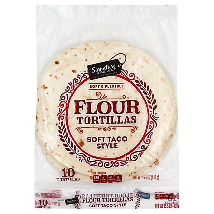 Signature SELECT Tortillas Flour Soft Taco Style 10 Count - 15.5 Oz - Image 1