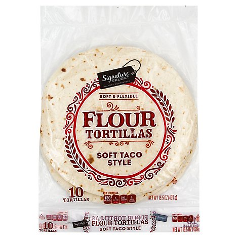 Signature SELECT Tortillas Flour Soft Taco Style 10 Count - 15.5 Oz