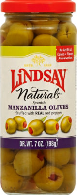 Lindsay Naturals Olives Spanish Manzanilla Stuffed with Red Peppers - 7 Oz - Image 2