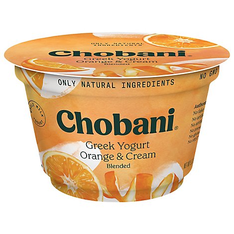 Chobani Yogurt Greek Whole Milk Blended Orange & Cream - 5.3 Oz