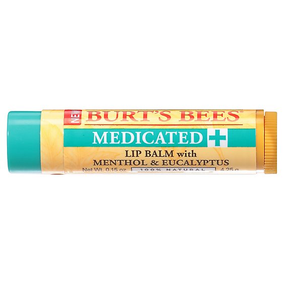 Burt's Bees 100% Natural Medicated Moisturizing Lip Balm With Menthol and Eucalyptus - 1 Count