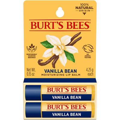 Burts Bees Vanilla Bean 100% Natural Origin Moisturizing Lip Balm Tube - 2 Count - Image 1