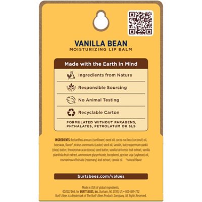 Burts Bees Vanilla Bean 100% Natural Origin Moisturizing Lip Balm Tube - 2 Count - Image 2