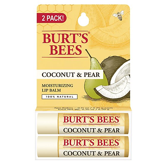Burt's Bees Coconut & Pear 100% Natural Moisturizing Lip Balm Tubes - 2 Count