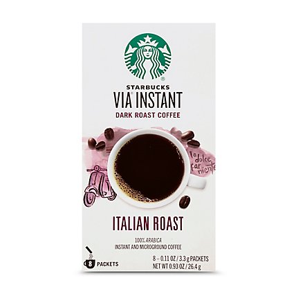 Starbucks VIA Instant Coffee Dark Roast Italian Roast Packets - 8-0.11 Oz - Image 1