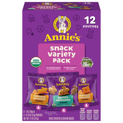 Annies Homegrown Snack Time Baked Snack Crackers & Graham Snack Variety Pack- 12-11 Oz - Image 3