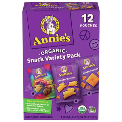Annies Homegrown Snack Time Baked Snack Crackers & Graham Snack Variety Pack- 12-11 Oz