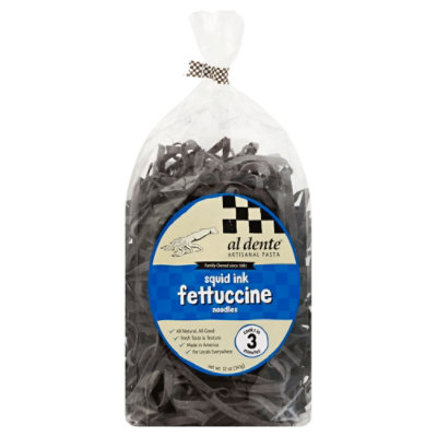 Al Dente Pasta Artisanal Fettuccine Noodles Squid Ink - 12 Oz - Image 1