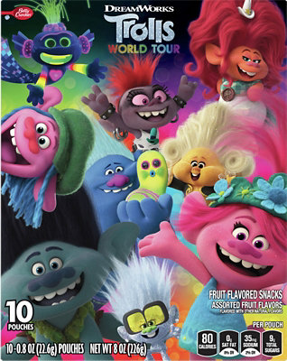 Betty Crocker Fruit Flavored Snacks Assorted Fruit Dream Works Trolls World Tour - 10-0.8 Oz