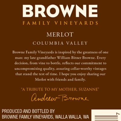 Browne Family Vineyards Merlot Columbia Valley - 750 Ml - Image 4