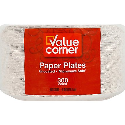 Value Corner Plates Paper 9 Inch Uncoated Microwave Safe Wrapper - 300 Count - Image 2