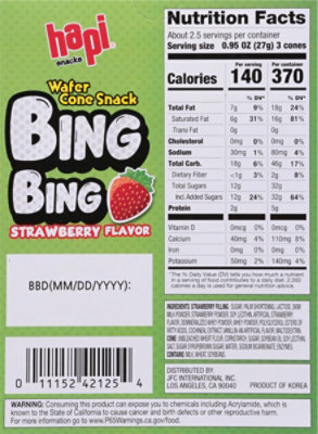 Hapi Bing Bing Cone Snack Strawberry - 2.5 Oz - Image 6