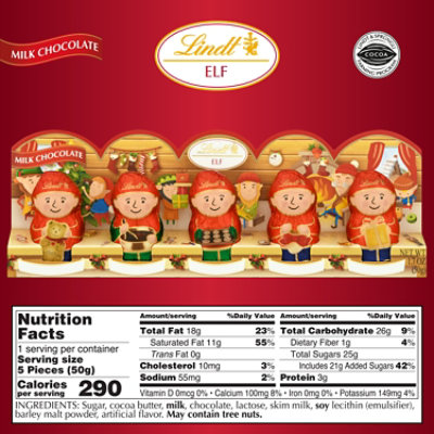 Lindt Holiday Mini Elf Milk Chocolate Candy -5 -1.7 Oz - Image 4