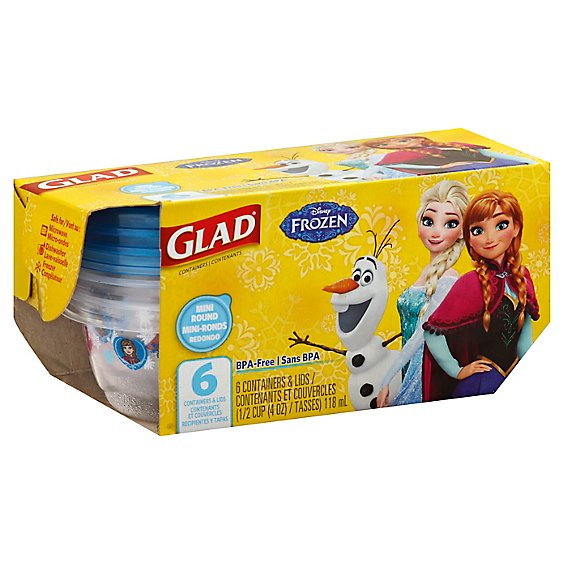 Glad Containers & Lids Mini Round Disney Frozen 4 Oz - 6 Count - Randalls