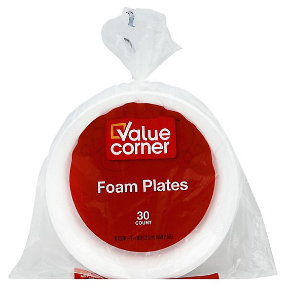 Value Corner Plates Foam 8 7/8 Inch Bag - 30 Count