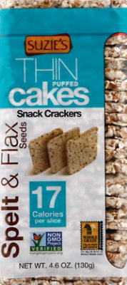 Suzies Crackers Puffed Cakes Thin Spelt & Flax Seeds - 4.6 Oz - Image 2