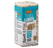 Suzies Crackers Puffed Cakes Thin Spelt & Flax Seeds - 4.6 Oz
