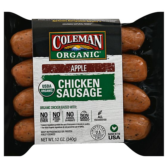 Coleman Organic Chicken Sausage Apple - 12 Oz