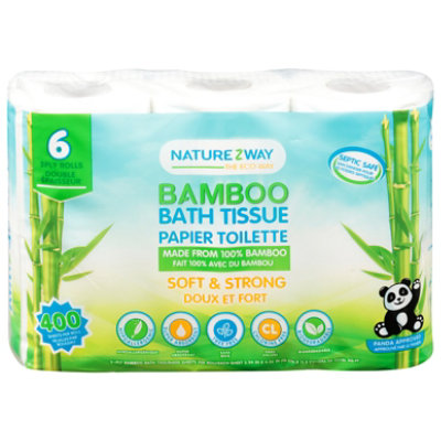 NatureZway Bathroom Tissue Bamboo 2-Ply Wrapper - 6 Roll - Image 3