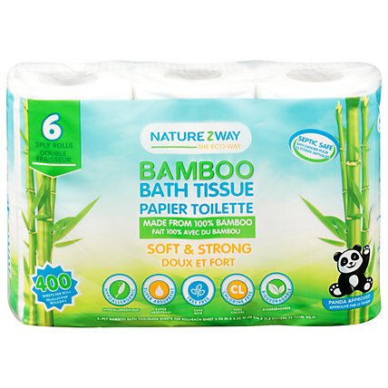 NatureZway Bathroom Tissue Bamboo 2-Ply Wrapper - 6 Roll - Image 1