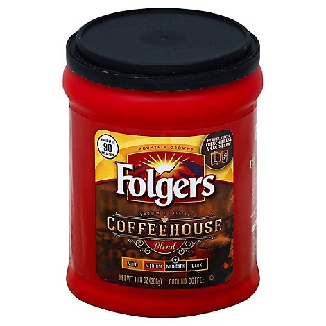 Folgers Coffee Ground Medium-Dark Roast Coffeehouse Blend - 10.8 Oz