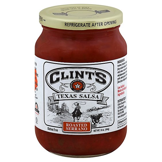 Clints Salsa Texas Roasted Serrano Jar - 16 Oz
