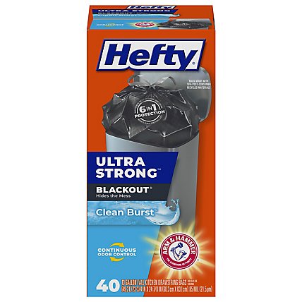Hefty Trash Bags Drawstring Ultra Strong Blackout Tall 13 Gallon Clean Burst - 40 Count - Image 3