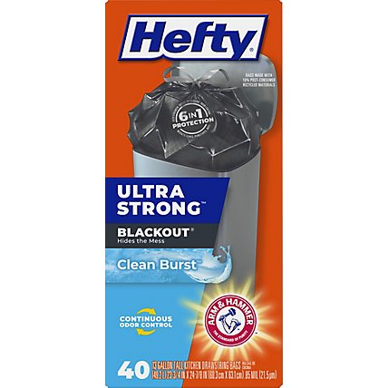 Hefty Trash Bags Drawstring Ultra Strong Blackout Tall 13 Gallon Clean Burst - 40 Count - Image 4