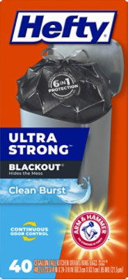 Hefty Trash Bags Drawstring Ultra Strong Blackout Tall 13 Gallon Clean Burst - 40 Count - Image 4