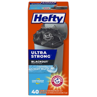 Hefty Trash Bags Drawstring Ultra Strong Blackout Tall 13 Gallon Clean Burst - 40 Count