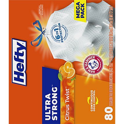 Hefty Trash Bags Drawstring Ultra Strong Tall 13 Gallon Citrus Twist Scent - 80 Count - Image 4