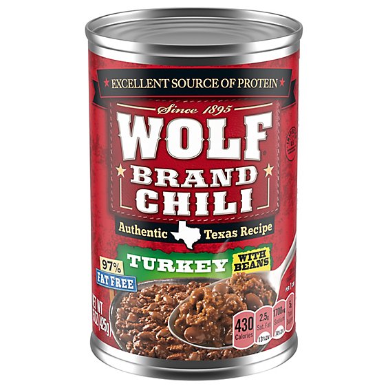 Wolf Brand 97% Fat Free Turkey Chili With Beans - 15 Oz