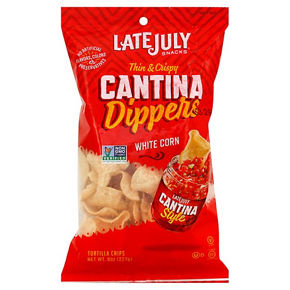 Late July Snacks Tortilla Chips Cantina Dippers White Corn - 8 Oz