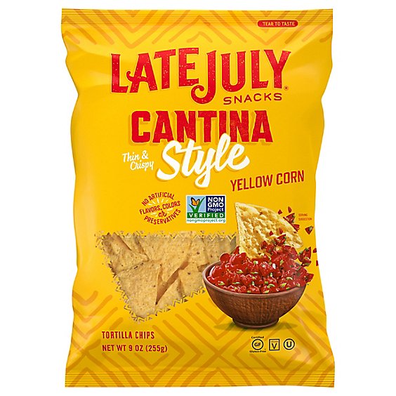 Late July Snacks Tortilla Chips Cantina Style Yellow Corn - 9 Oz