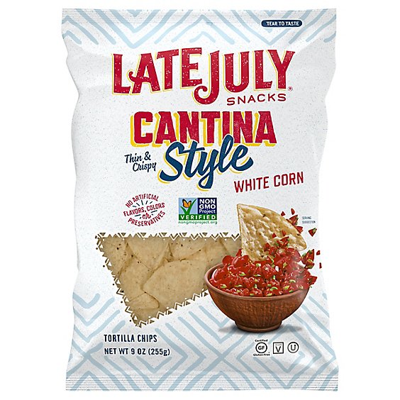 Late July Snacks Tortilla Chips Cantina Style White Corn - 9 Oz