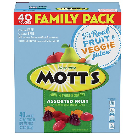 Motts Fruit Flavored Snacks Medleys Assorted Fruit Family Size - 40-0.8 Oz