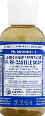 Dr. Bronners Soap Pure-Castile Hemp Peppermint 18-in-1 - 2 Fl. Oz. - Image 1