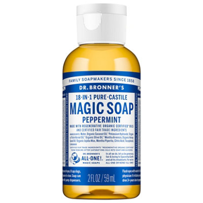 Dr. Bronners Soap Pure-Castile Hemp Peppermint 18-in-1 - 2 Fl. Oz. - Image 1